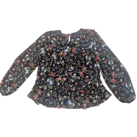 Madewell Floral Peplum Blouse Size Small Long Sleeves - Picture 6 of 15